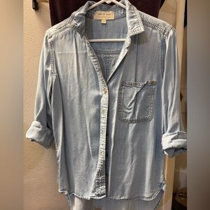 Cloth & Stone Sky Blue Casual Button Down Shirt with Front Pocket